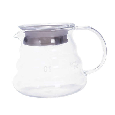 ElectroncHub V60 pour over glass coffee carafe with a heat-resistant lid and ergonomic handle.