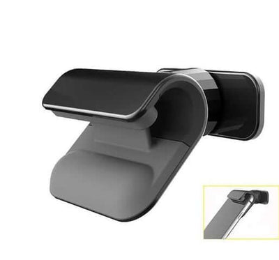 Gravity car phone holder with rotating multi-function bracket for secure phone placement.
