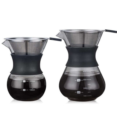 ElectroncHub one-piece coffee drip pot, heat-resistant glass, non-drip design, with scale for accurate brewing.
