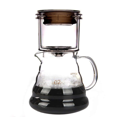 Glass hand coffee pot for drip brewing without filter, American style, holds 800ml.