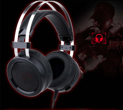 ElectroncHub black gaming headset with dual audio, 2m cable, 3.5mm interface, ideal for immersive gaming experiences.
